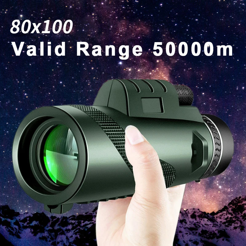 80X100 Zoom Telescope HD Professional Night Monocular