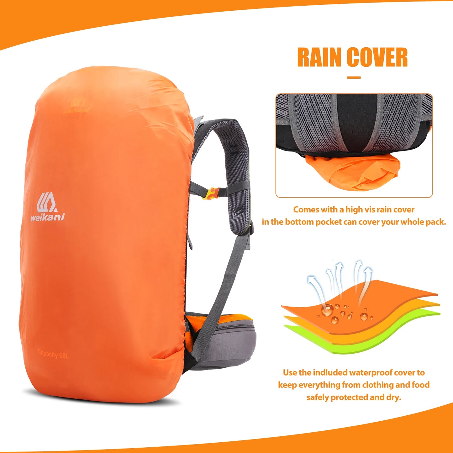 Camping Hiking Backpacks 60+5L